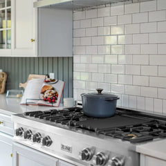 ZLINE 48-Inch Porcelain Gas Stovetop with 7 Gas Brass Burners and Griddle - RT-BR-GR-48