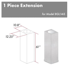 ZLINE 61" DuraSnow® Stainless Steel Chimney Extension for Ceilings up to 12.5 ft. - 8GL14iS-E