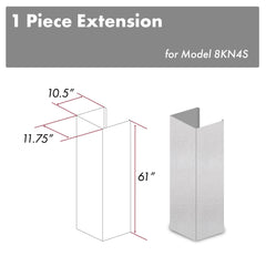 ZLINE 61" DuraSnow® Stainless Steel Chimney Extension for Ceilings up to 12.5 ft. - 8KN4S-E