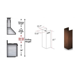 ZLINE 61" Wooden Chimney Extension for Ceilings up to 12.5 ft. - 369WH-E