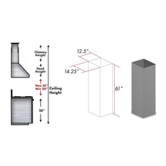 ZLINE 61" Wooden Chimney Extension for Ceilings up to 12.5 ft. - KBiUU-E