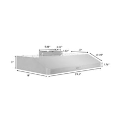 ZLINE 400 CFM Ducted Under Cabinet Range Hood in Stainless Steel - Hardwired Power - 617