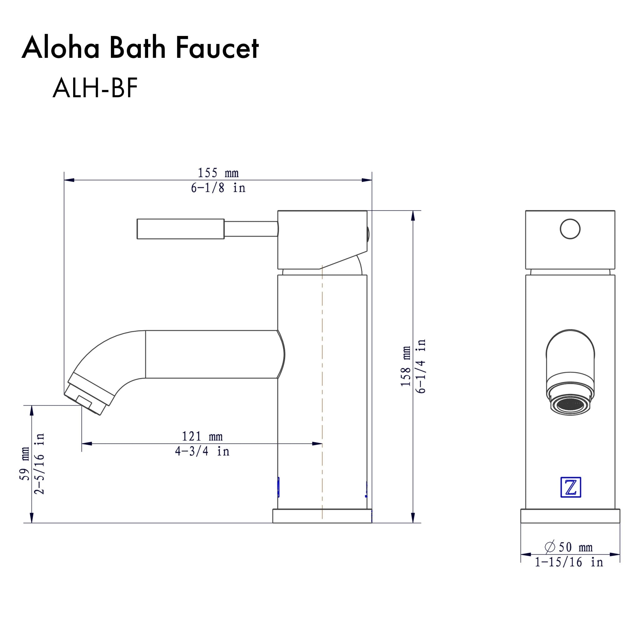 ZLINE Aloha Bath Faucet in Electric Matte Black, ALH-BF-MB