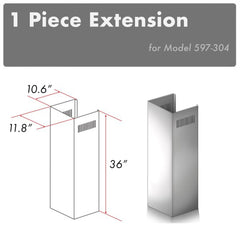 (archieved) ZLINE 1-36" Chimney Extension for 9 ft. to 10 ft. Ceilings - 1PCEXT-597-304 - The Home Selection