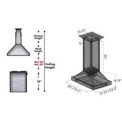 (archived) ZLINE 30" Designer Series Stainless Island Range Hood - KB2i-4SSXS-30 - The Home Selection