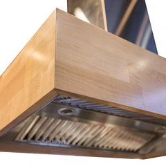 (archived) ZLINE Dual Remote Blower Designer Series Wooden Wall Mount Range Hood in Butcher Block - 681M-RD - The Home Selection