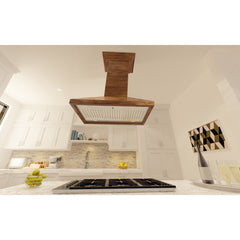 (archived) ZLINE Ducted Wooden Island Mount Range Hood in Walnut with Remote Motor - KBiRR-RS-400 - The Home Selection