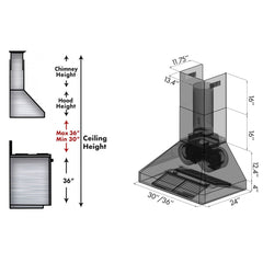 (archived) ZLINE Professional Wall Mount Range Hood In Stainless Steel - 9667 - The Home Selection
