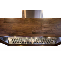 (archived) ZLINE Remote Blower Ducted Designer Series Wooden Wall Mount Range Hood in Butcher Block - 681W-RD/RS - The Home Selection