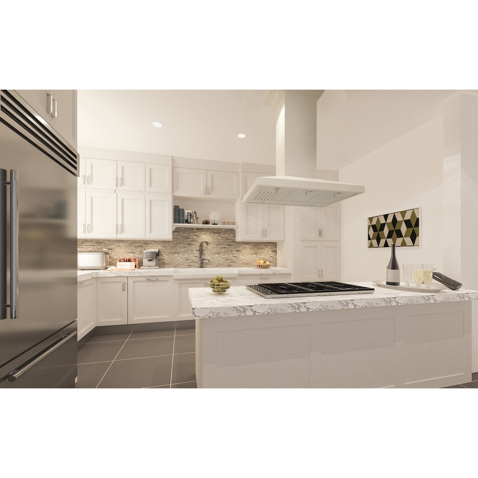 (archived) ZLINE Wooden Island Mount Range Hood in Cottage White - Includes Remote Motor - KBiTT-RS-400 - The Home Selection