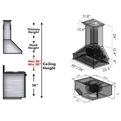 (archived) ZLINE Wooden Wall Mount Range Hood in Antigua and Hamilton - Includes Remote Motor - 329AH-RD/RS - The Home Selection