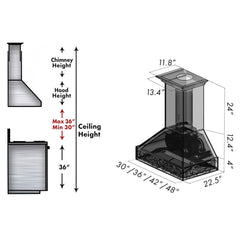 (archived) ZLINE Wooden Wall Mount Range Hood in Walnut - Includes Remote Motor - 373RR - The Home Selection