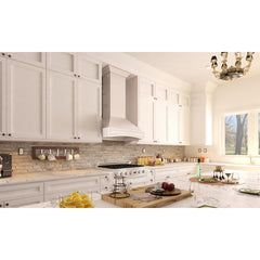 (archived) ZLINE Wooden Wall Mount Range Hood in White - Includes Remote Motor - 321TT - The Home Selection