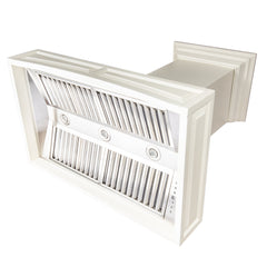 (archived) ZLINE Wooden Wall Mount Range Hood in White - Includes Remote Motor - 321TT - The Home Selection