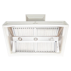(archived) ZLINE Wooden Wall Mount Range Hood in White - Includes Remote Motor - 321TT - The Home Selection