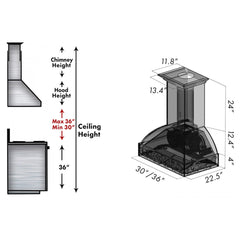 ZLINE 36" Wooden Wall Mount Range Hood in Antigua and Hamilton (393AH-RD-36)