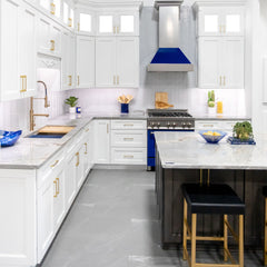 (discontinued) ZLINE Ducted DuraSnow® Stainless Steel Range Hood with Blue Gloss Shell - 8654BG - The Home Selection