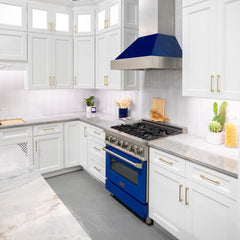 (discontinued) ZLINE Ducted DuraSnow® Stainless Steel Range Hood with Blue Gloss Shell - 8654BG - The Home Selection