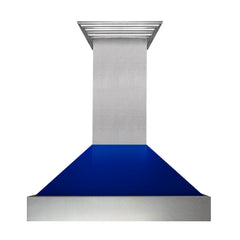 (discontinued) ZLINE Ducted DuraSnow® Stainless Steel Range Hood with Blue Gloss Shell - 8654BG - The Home Selection