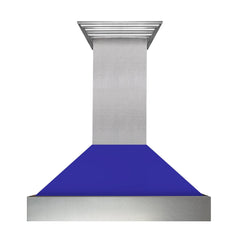(discontinued) ZLINE Ducted DuraSnow® Stainless Steel Range Hood with Blue Matte Shell - 8654BM - The Home Selection