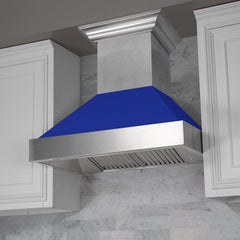 (discontinued) ZLINE Ducted DuraSnow® Stainless Steel Range Hood with Blue Matte Shell - 8654BM - The Home Selection