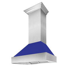 (discontinued) ZLINE Ducted DuraSnow® Stainless Steel Range Hood with Blue Matte Shell - 8654BM - The Home Selection