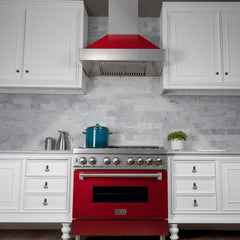 (discontinued) ZLINE Ducted DuraSnow® Stainless Steel Range Hood with Red Gloss Shell - 8654RG - The Home Selection
