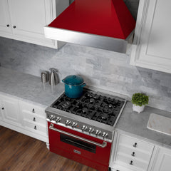 (discontinued) ZLINE Ducted DuraSnow® Stainless Steel Range Hood with Red Gloss Shell - 8654RG - The Home Selection