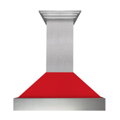 (discontinued) ZLINE Ducted DuraSnow® Stainless Steel Range Hood with Red Matte Shell - 8654RM - The Home Selection