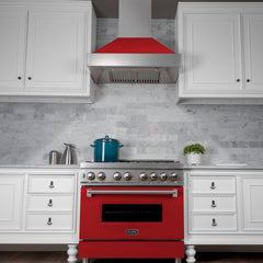 (discontinued) ZLINE Ducted DuraSnow® Stainless Steel Range Hood with Red Matte Shell - 8654RM - The Home Selection
