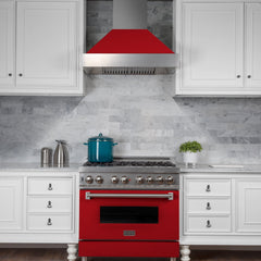 (discontinued) ZLINE Ducted DuraSnow® Stainless Steel Range Hood with Red Matte Shell - 8654RM - The Home Selection