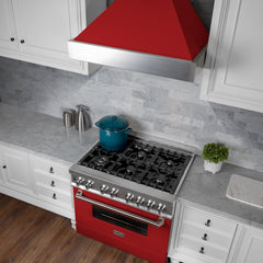 (discontinued) ZLINE Ducted DuraSnow® Stainless Steel Range Hood with Red Matte Shell - 8654RM - The Home Selection