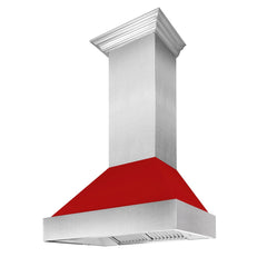 (discontinued) ZLINE Ducted DuraSnow® Stainless Steel Range Hood with Red Matte Shell - 8654RM - The Home Selection