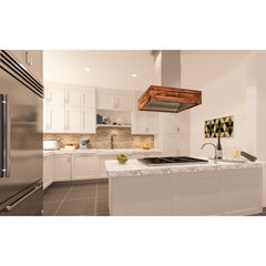 ZLINE Remote Blower Ducted Designer Series Wooden Island Mount Range Hood in Butcher Block - 681iW-RD