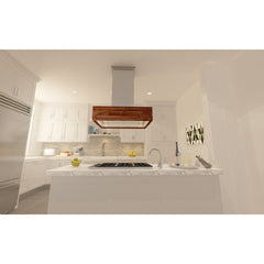 ZLINE Remote Blower Ducted Designer Series Wooden Island Mount Range Hood in Butcher Block - 681iW-RD