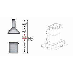 ZLINE Remote Blower Ducted Designer Series Wooden Island Mount Range Hood in Butcher Block - 681iW-RD