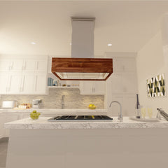 ZLINE Remote Blower Ducted Designer Series Wooden Island Mount Range Hood in Butcher Block - 681iW-RD