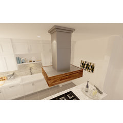 ZLINE Remote Blower Ducted Designer Series Wooden Island Mount Range Hood in Butcher Block - 681iW-RD