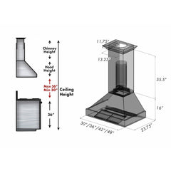 ZLINE Ducted DuraSnow® Stainless Steel Range Hood with Red Gloss Shell - 8654RG