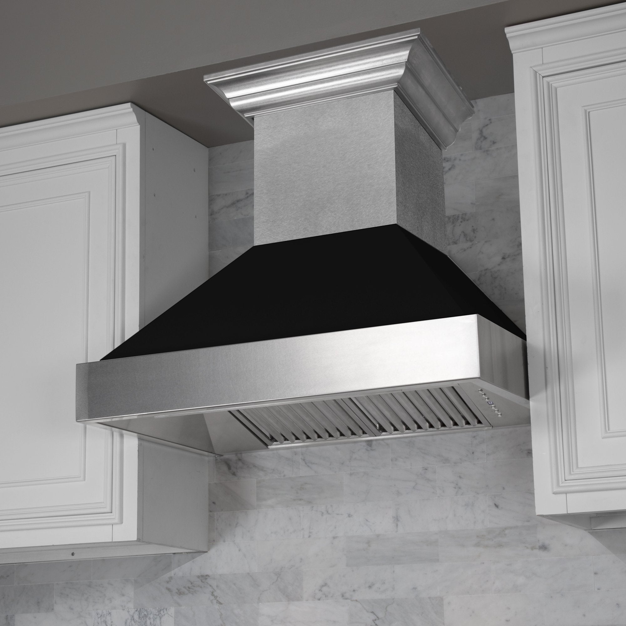 ZLINE Ducted DuraSnow® Stainless Steel Range Hood with Black Matte Shell - 8654BLM
