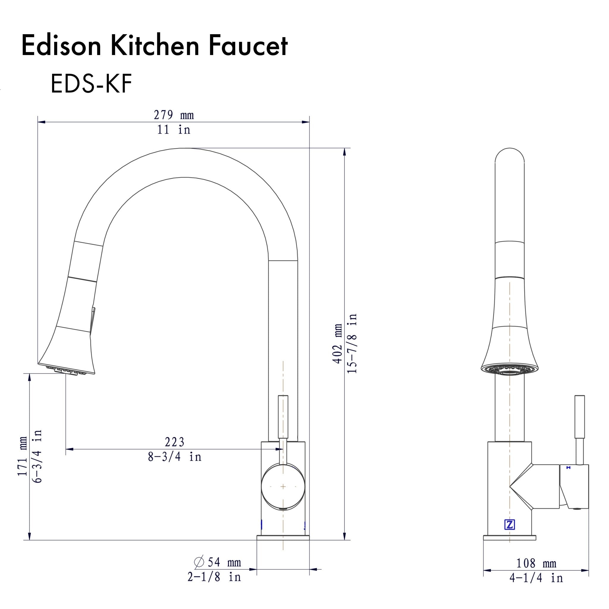 ZLINE Edison Kitchen Faucet, EDS-KF-BN