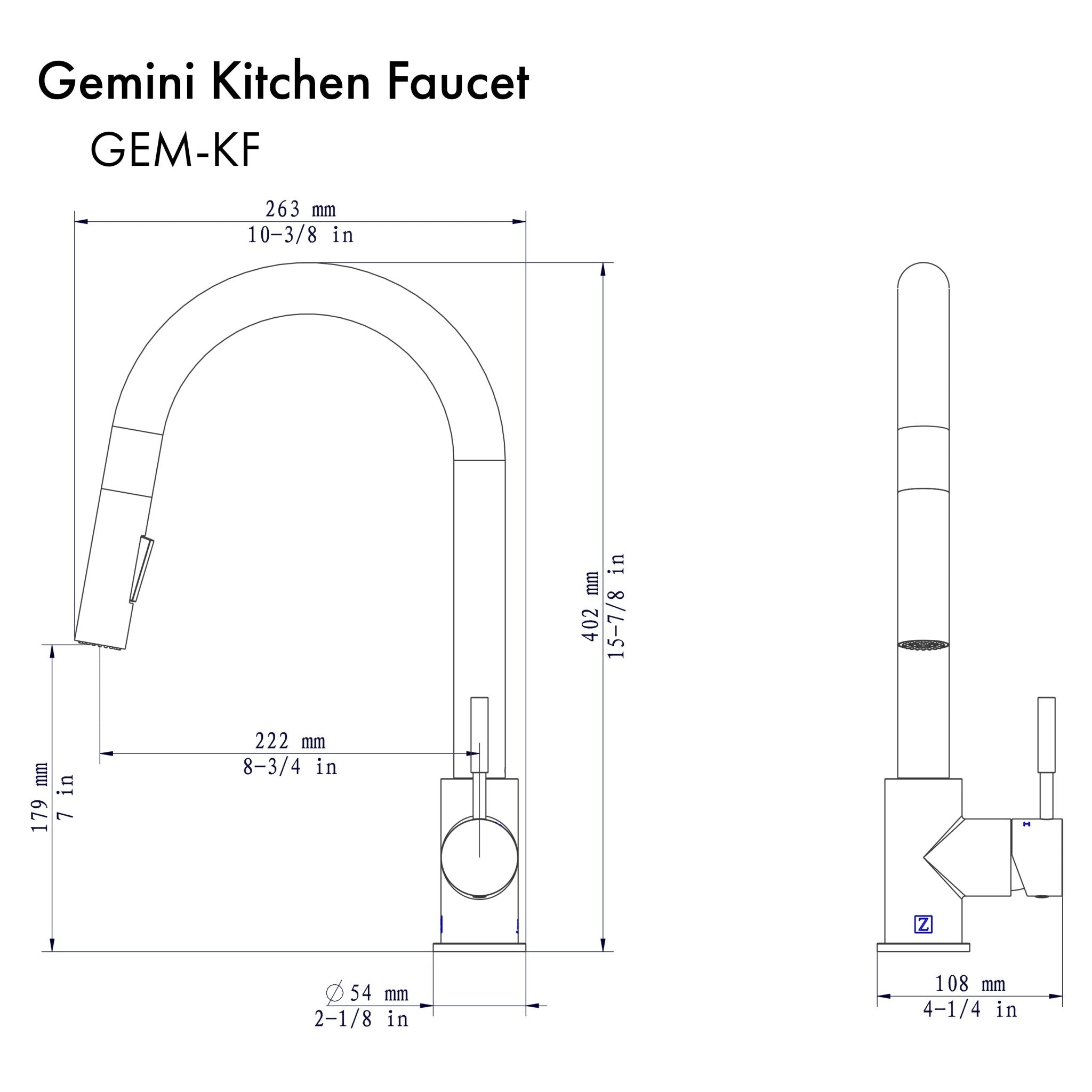 ZLINE Gemini Kitchen Faucet, GEM-KF-BN
