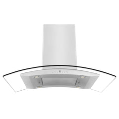 ZLINE Convertible Vent Island Mount Range Hood in Stainless Steel & Glass - GL14i