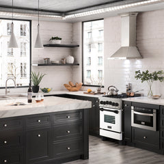 ZLINE Autograph Edition 24" 2.8 cu. ft. Range with Gas Stove and Gas Oven in DuraSnow® Stainless Steel with White Matte Door and Matte Black Accents - RGSZ-WM-24-MB