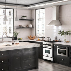 ZLINE Autograph Edition 24" 2.8 cu. ft. Range with Gas Stove and Gas Oven in Stainless Steel with White Matte Door and Matte Black Accents - RGZ-WM-24