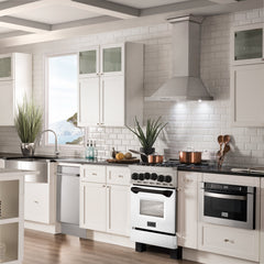 ZLINE Autograph Edition 24" 2.8 cu. ft. Range with Gas Stove and Gas Oven in DuraSnow® Stainless Steel with White Matte Door and Matte Black Accents - RGSZ-WM-24-MB
