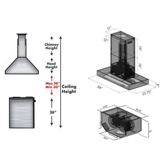 ZLINE Ducted Remote Blower Island Mount Range Hood in Stainless Steel - KECOMi-RS