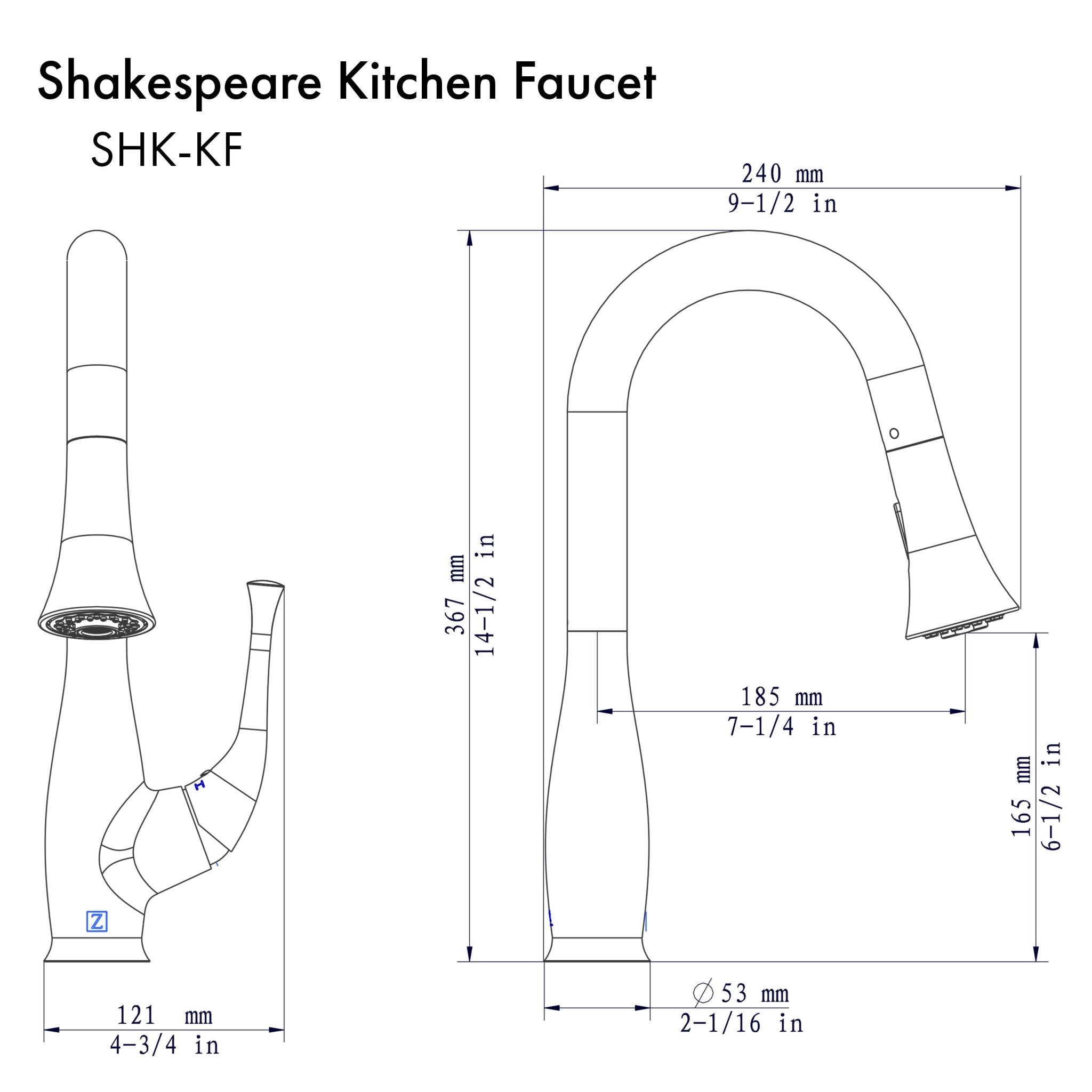 ZLINE Shakespeare Kitchen Faucet in Brushed Nickel, SHK-KF-BN