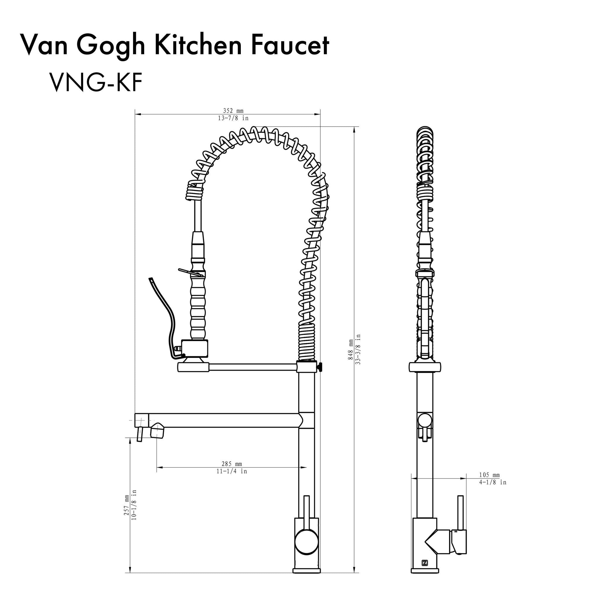 ZLINE Van Gogh Kitchen Faucet in Brushed Nickel, VNG-KF-BN