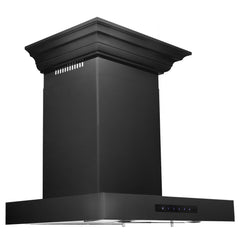 ZLINE Convertible Vent Wall Mount Range Hood in Black Stainless Steel with Crown Molding - BSKENCRN